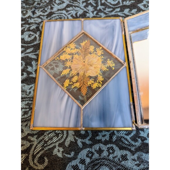 Vintage Stained Glass and Pressed Flower Jewelry Box - Picture 7 of 8